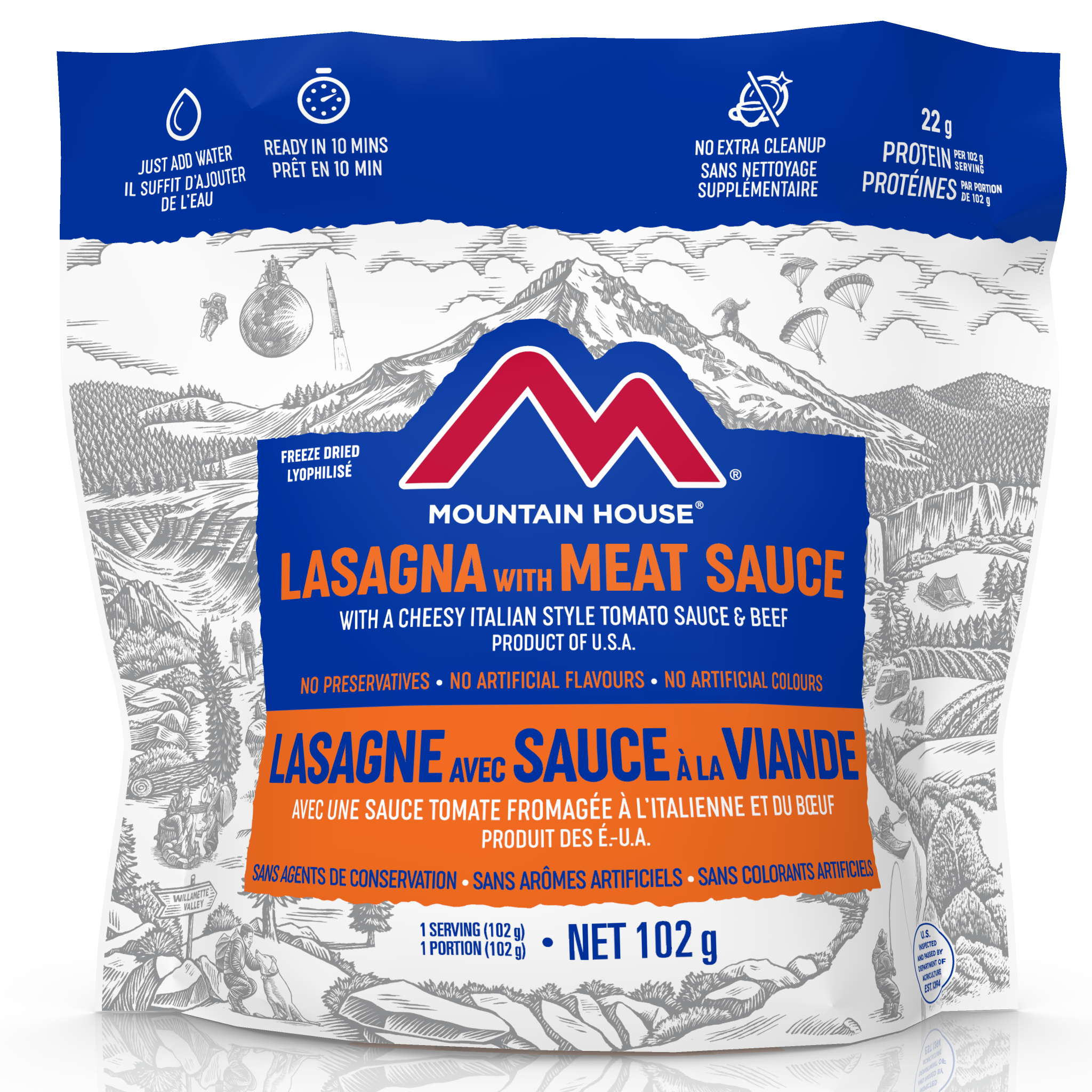 Mountain House Lasagna with Meat Sauce Pouch - One Serving - 72hours.ca product image