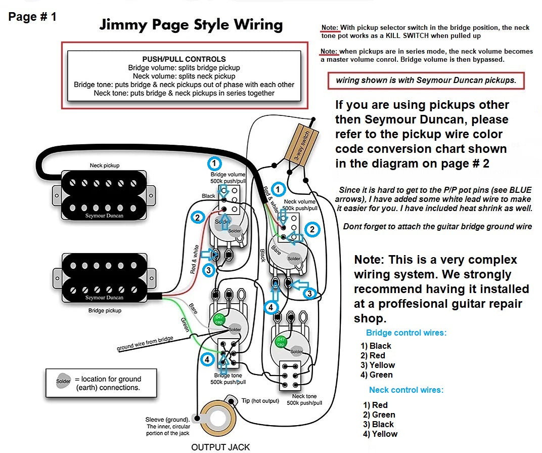 Wiring Harness for Gibson Les Paul-Jimmy Page Style – Starr Guitar Systems