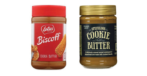 lotus biscoff cookie butter and trader joe's speculoos cookie butter jars