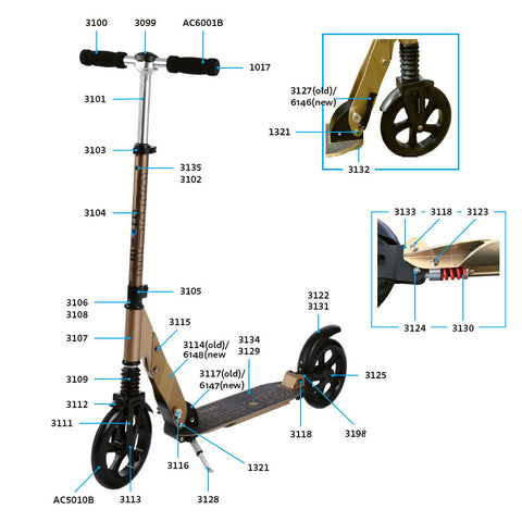 suspension scooter spare parts diagram