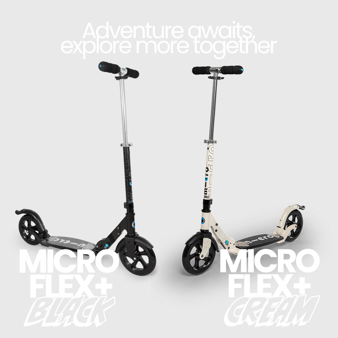 Micro Flex+ Adult 2 Wheel Scooter Black and Cream