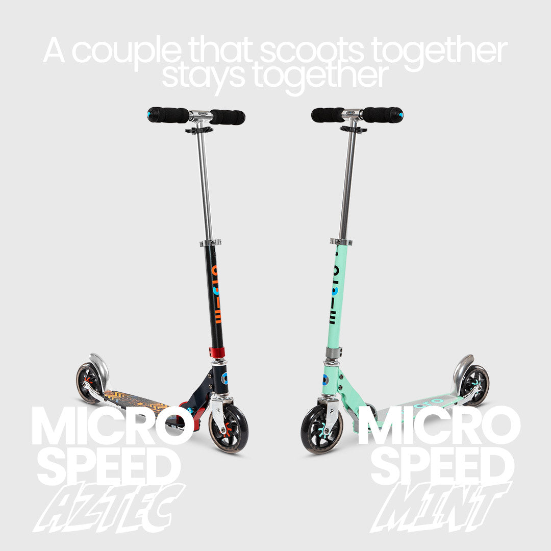 Micro Speed+ Adult 2 Wheel Scooter Black/Orange and Mint