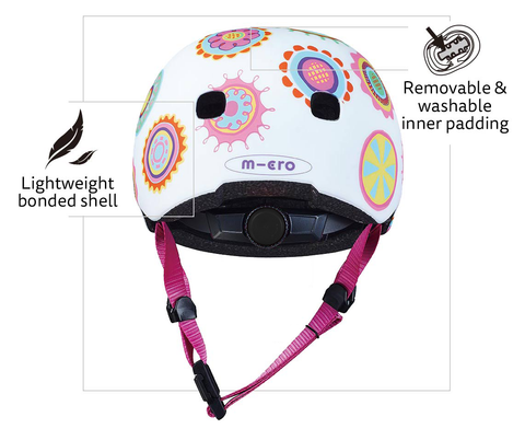 features of the kids pattern helmet