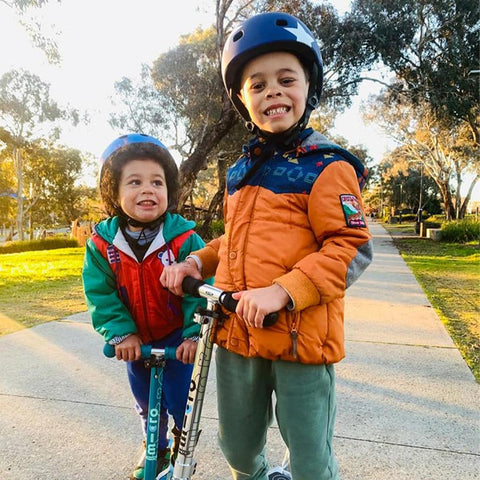 micro ambassador nneka's kids with their micro scooters