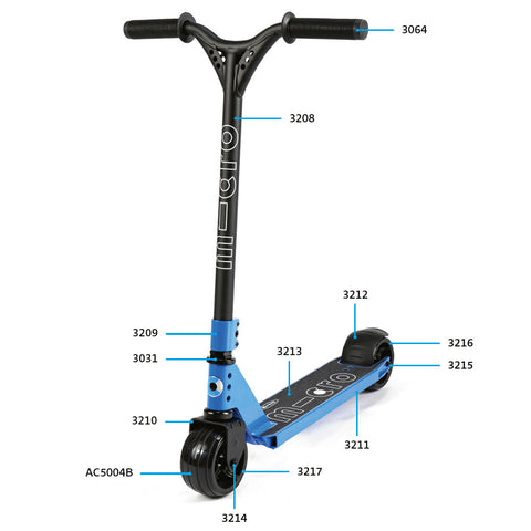 Micro mX Freeride Street Scooter Spare Parts diagram