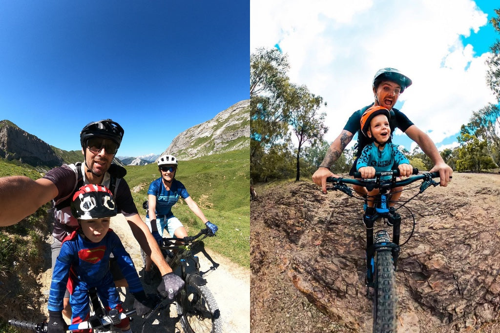 mountain biking families using action cameras 