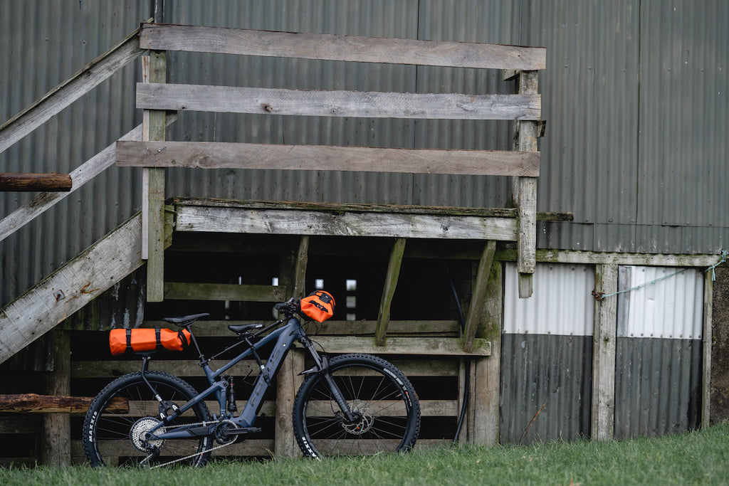 bike packing with kids set up