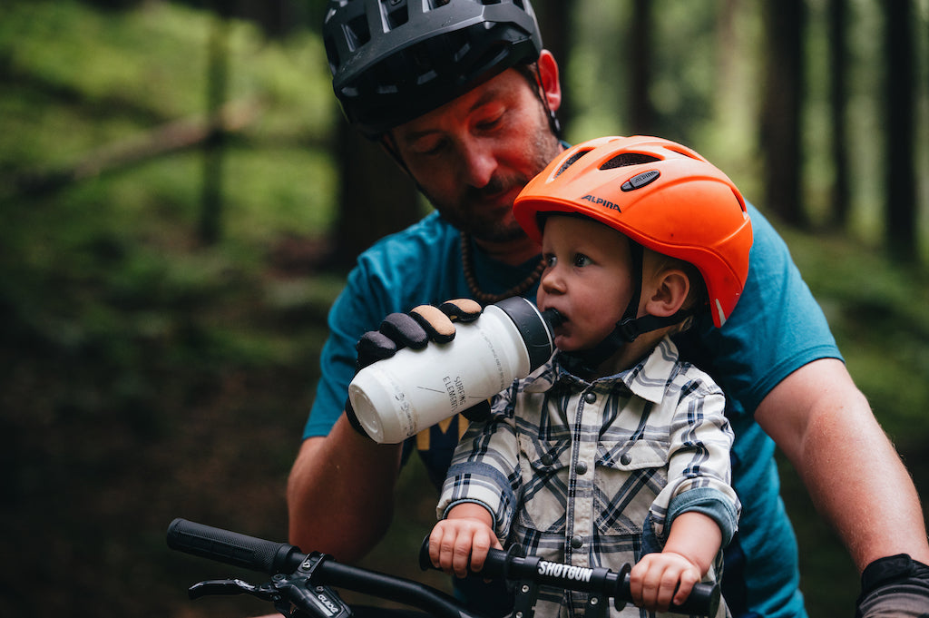 mountain bike dad and son on the trails