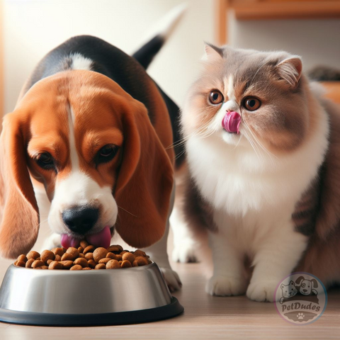 Beagle Cat eating