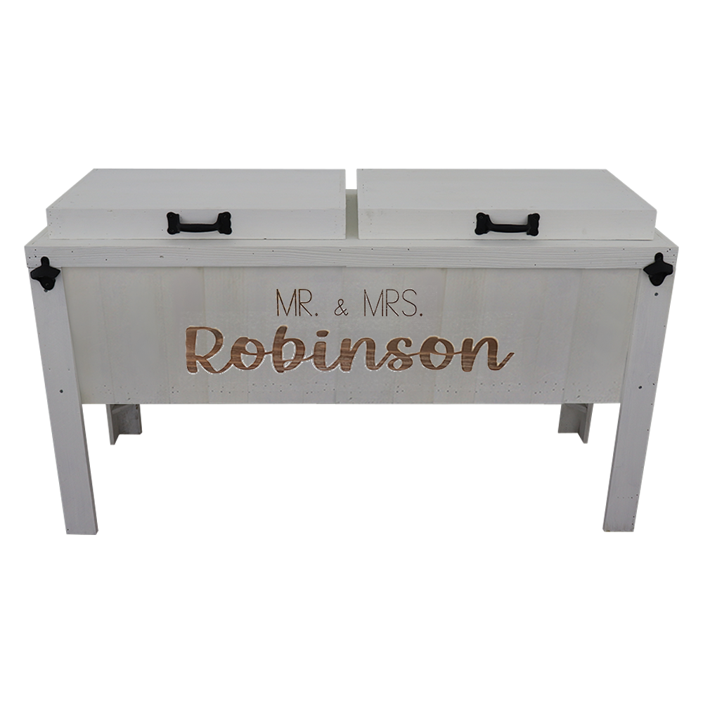 Double Cooler with 2 Engraved Lines - Snow White - Haggards Rustic Goods product image