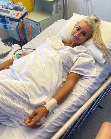 Lauren Simpson in hospital bed