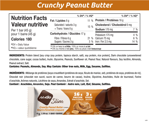 NuGo Slim Crunchy Peanut Butter Nutrition Facts