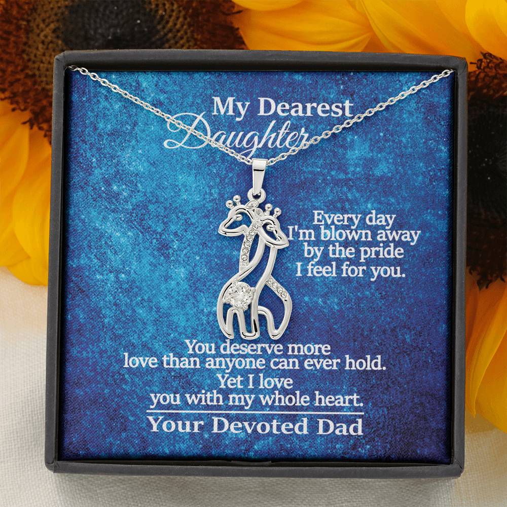 Daughter from Dad Necklace Giraffe Hug