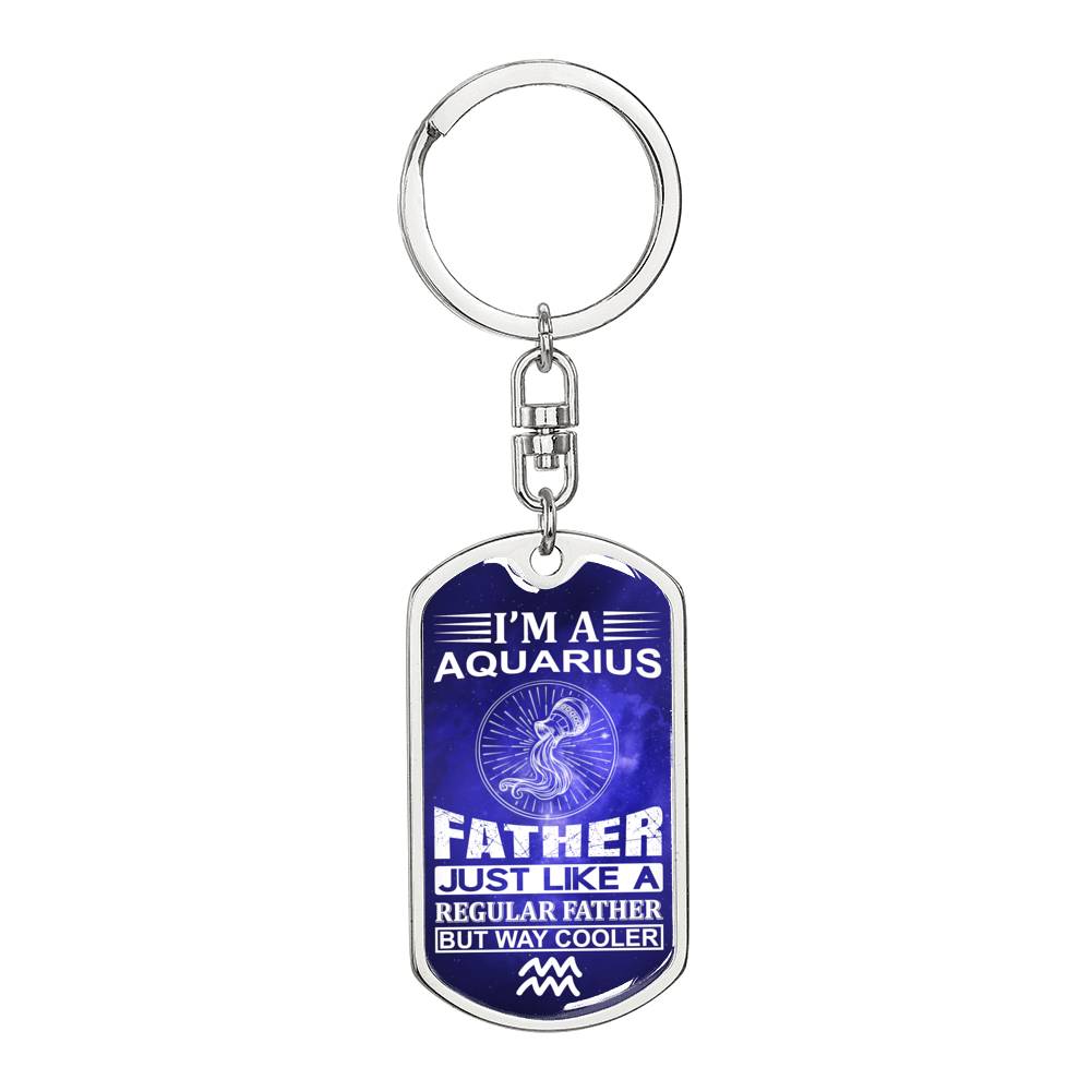 Aquarius Cool Father Personalized Dog Tag Keychain