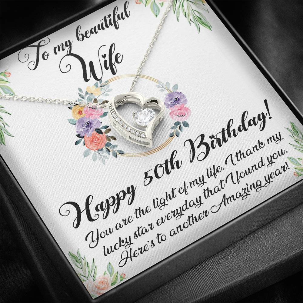 Happy 50th Birthday Necklace for Wife, 50th Birthday Gifts