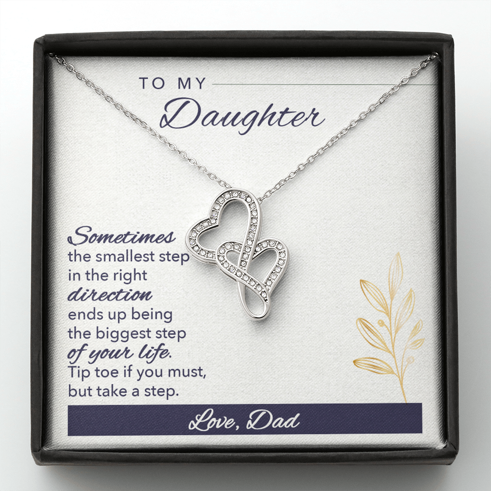 To My Daughter Never Forget I Love You Necklace – Gift For Daughter From Dad – Daughter Father Necklace – Daughter Gift From Daddy – To Daughter Double Heart Necklace Gift – Daughter Jewelry – Daughter Necklace – Dad To Daughter Necklace