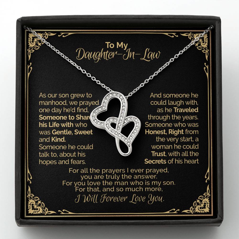 “A Gift for Daughter In Law” Double Hearts Necklace – You are Truly the Answer