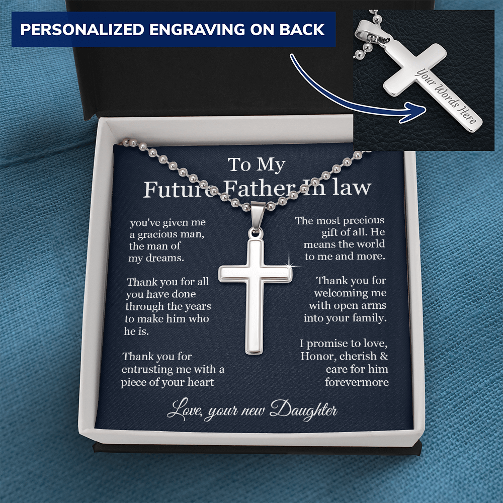 To My Future Father In Law Cross Necklace, Future Father In Law Gift, Father of the Groom Gift from Bride