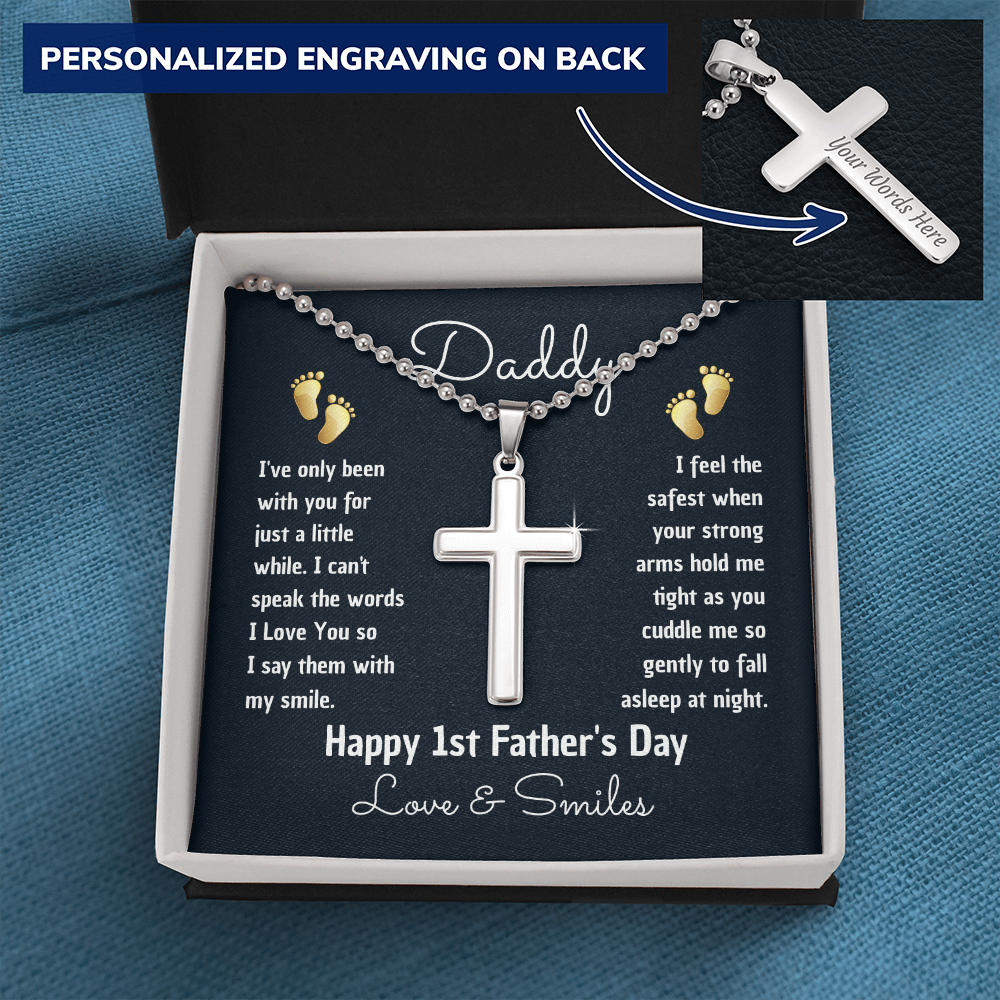 Daddy 1st Father’s Day special Personalized Cross Necklace.