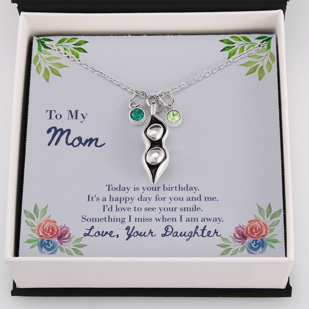 Pea Pod Necklace With Love To See A Smile On Your Birthday Message Card (gift for mother)