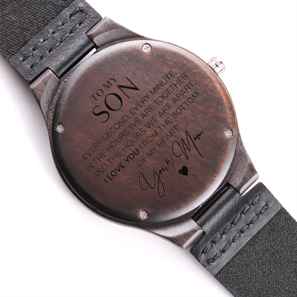 Custom Engraved Wooden  Watch for Son From Mom, Custom Engraved Wooden Watch for Son Birthday Gift, Personalized Birthday Gift for Son, Custom Watch for Son, Unique Gift From Mother, Watch From Mom, Custom Watch for Son, Unique Gift From Mother