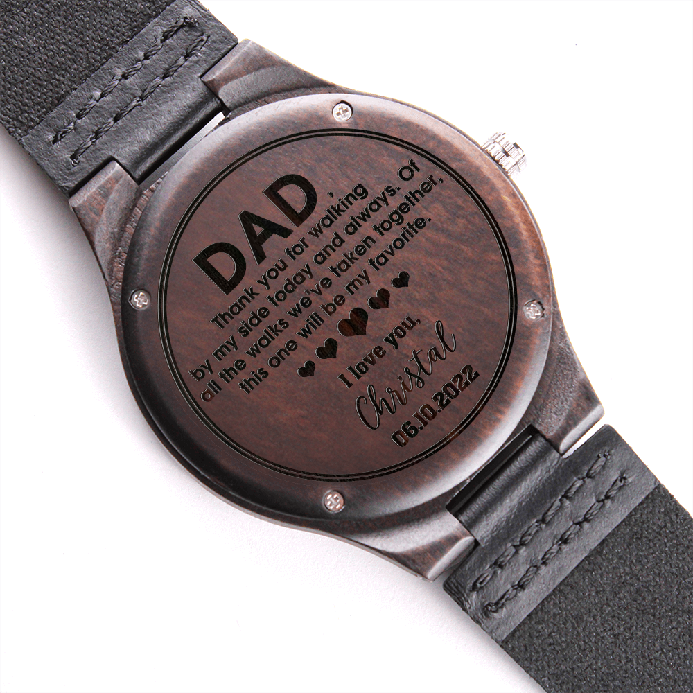 Personalized Custom Engraved Wooden Watch For Father Of Bride, Dad Gifts From Bride Custom Watch, Wedding Gift For Dad From Daughter
