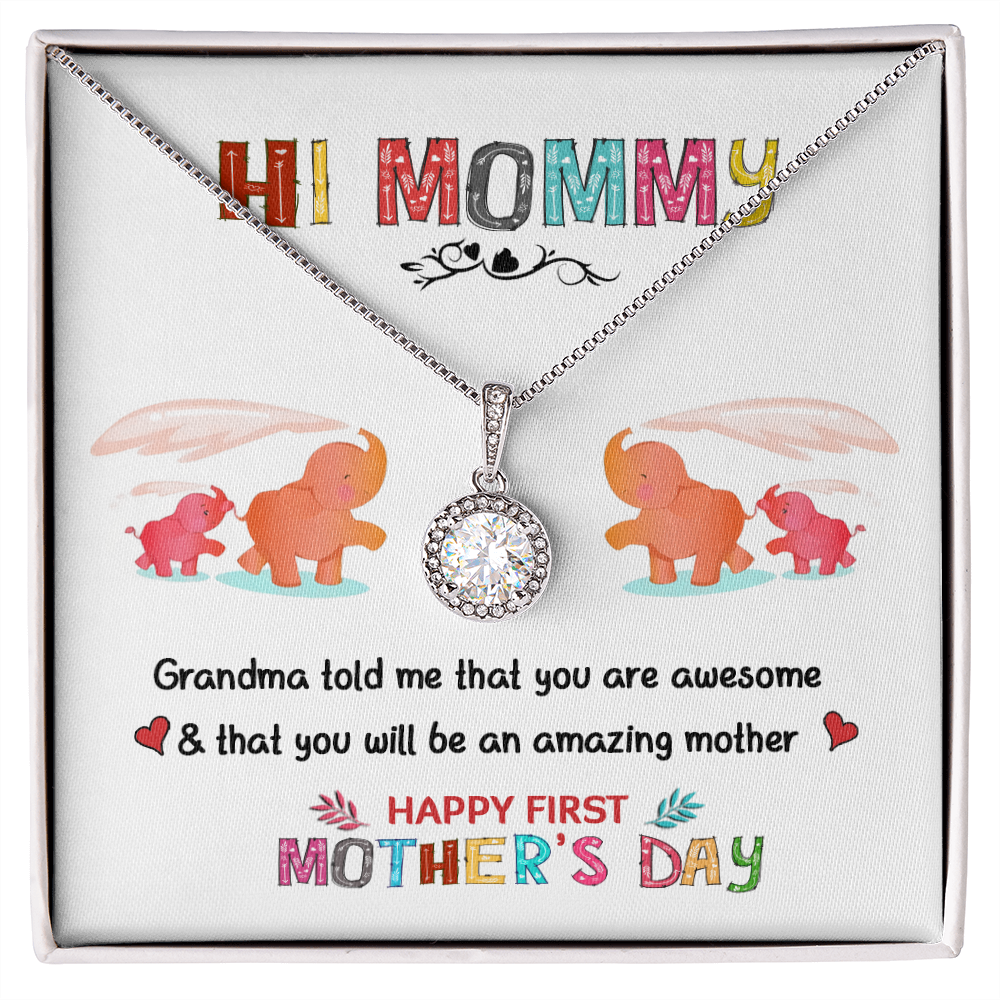 Hi Mommy, Gift For First Time Mom, Gift For Daughter, Mother’s Day Gift, Love Knot Necklace, Birthday Jeweler Gift, Holiday Gift From Grandmother, Grandma And Granddaughter Necklace, Granddaughter Christmas Gift, New Mom Necklace