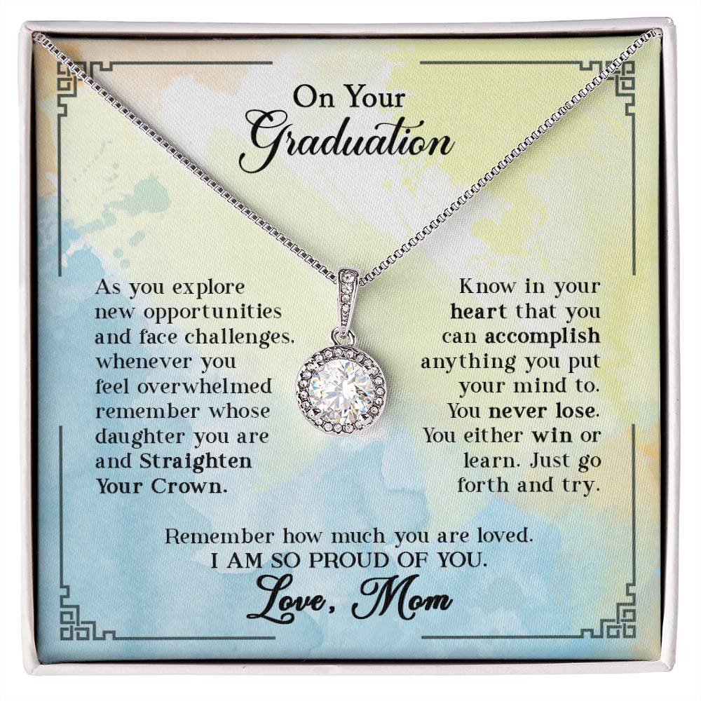 On Your Graduation, Straighten Your Crown – Love Knot, To A Beautiful Girl On Her Graduation Day, Graduation Necklace Gift For Her, Grad Gift, Grad Necklace, Graduation Day, Gift For Daughter, Friend, Gift From Dad And Mom