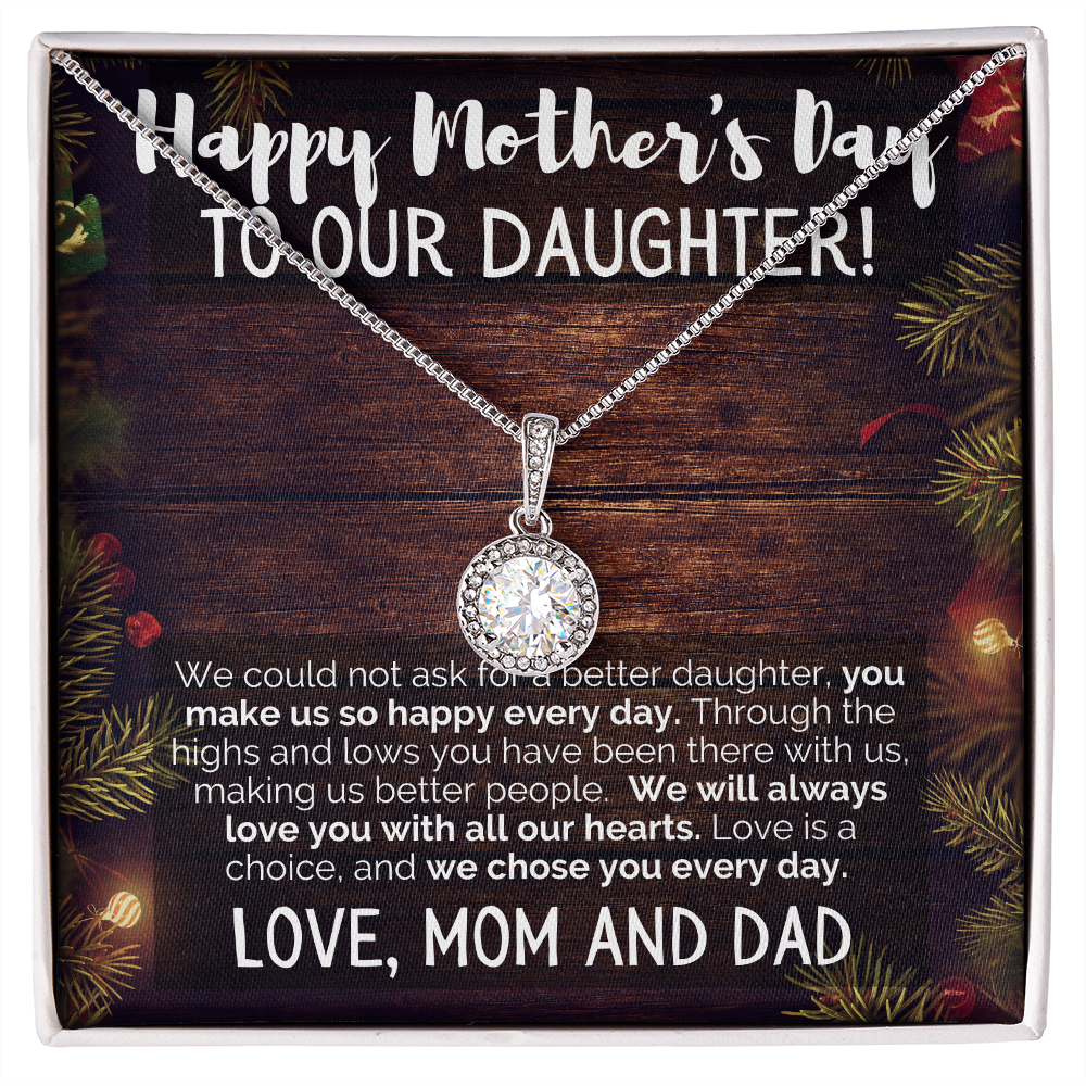 Happy Mother’s Day To Your Daughter Jewelry, Love Mom And Dad, Daughter Gift For Happy Mother’s Day, New Mom Necklace, Happy Mother’s Day Gift, Heart Necklace For New Mom, Daughter Necklace For New Mom, New Mom Necklace