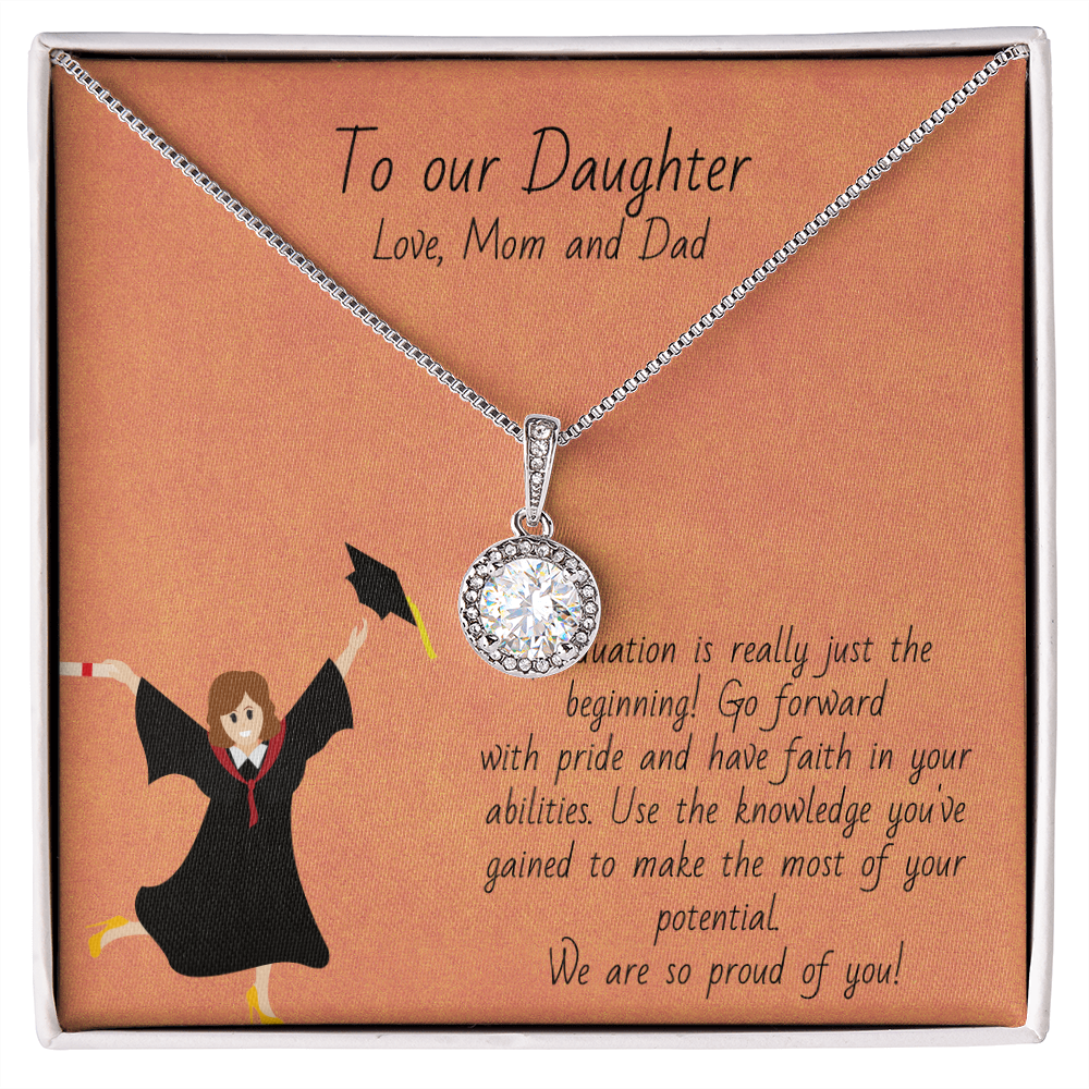 Graduation – Happy Graduation To Our Daughter – Love Knot Necklace, Graduation Gift For Daughter, Daughter Graduation Gift From Mom, Graduation Necklace From Dad, Daughter High School Graduation, College, Gift From Dad And Mom