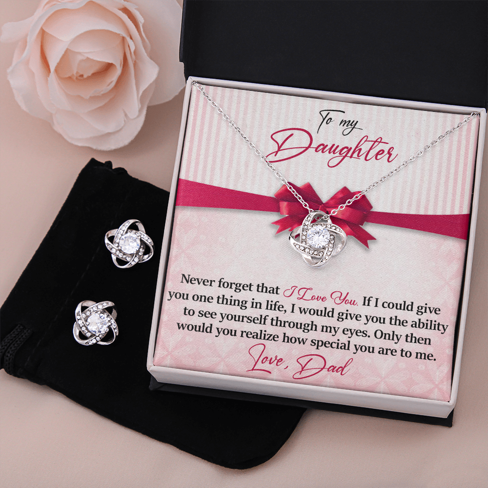 To My Daughter – Love Knot Earring & Necklace Set