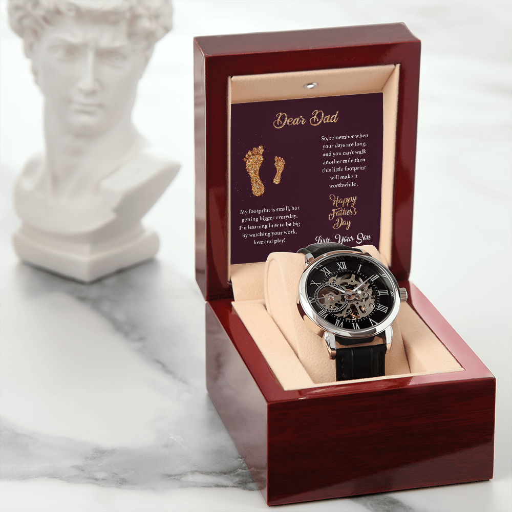 To My Dad Watch, Happy Father’s Day Gift From Son, Wrist Watch for Men, Openwork Watch with Message Card for Dad, To Dad from Son Gift