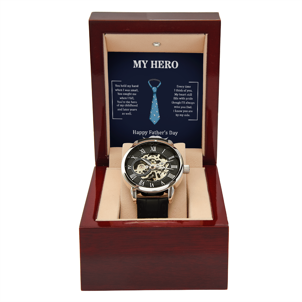 To my Dad – My Hero , Openwork Watch for Dad from Daughter, Father’s Day Gift, Dad Birthday Watch