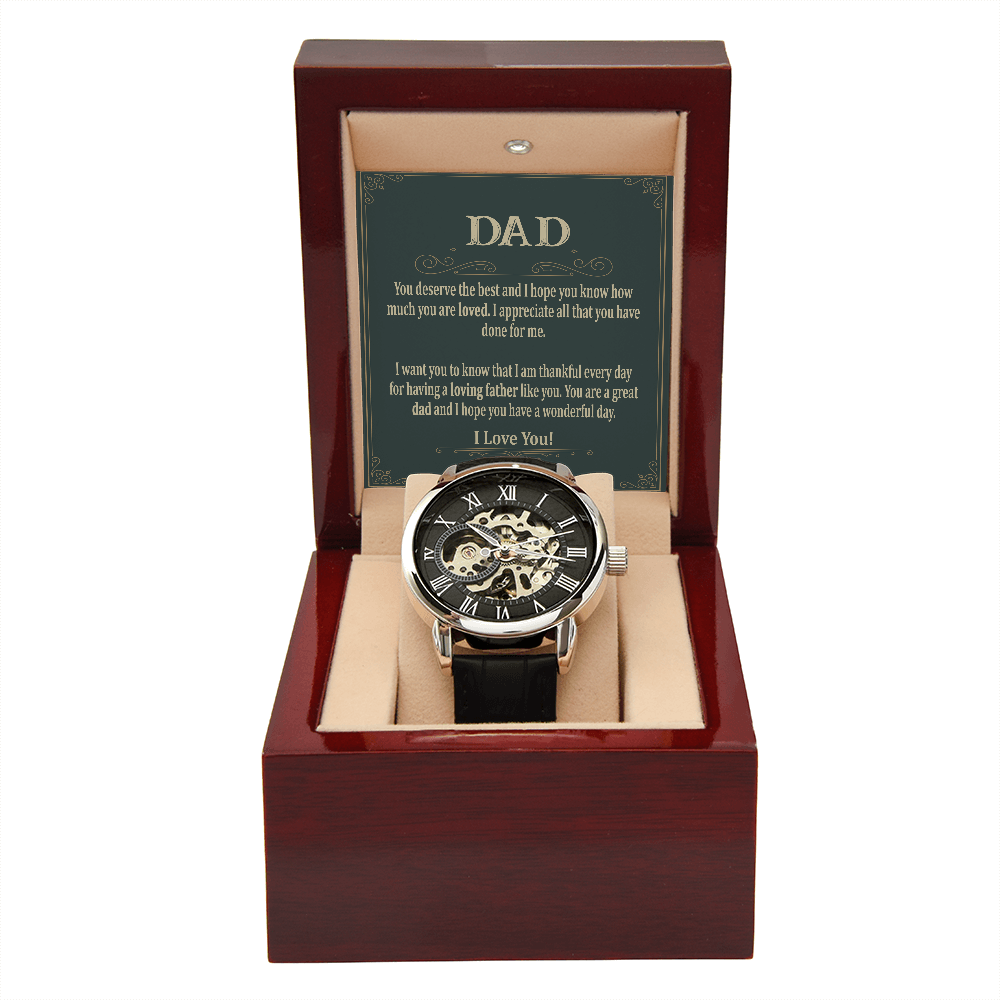 To My Dad Gift Watch, Openwork Watch For Dad, Watch for Men, Father’s Day Gift Watch, Dad Birthday Gift, From Son, Gift From Daughter