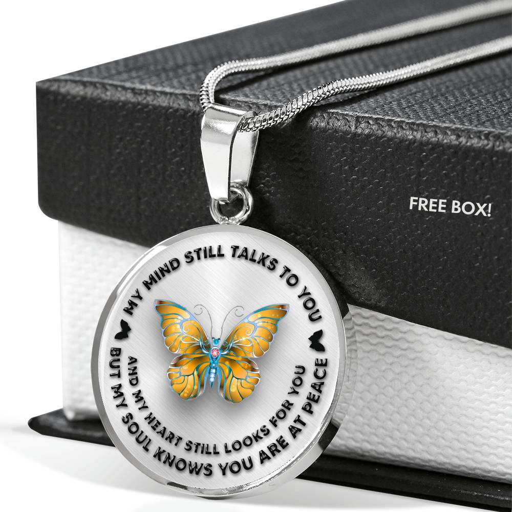 Monach Butterfly My Mind Still Talks To You Luxury Necklace with Back Engraving