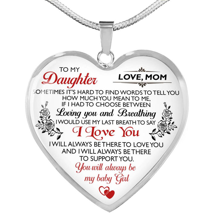 To My Daughter Love Mom Forever Heart Necklace, Daughter Gift, Heart N ...