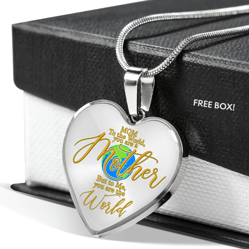 “TO THE WORLD” HEART PENDANT NECKLACE for (MOTHER’S DAY)