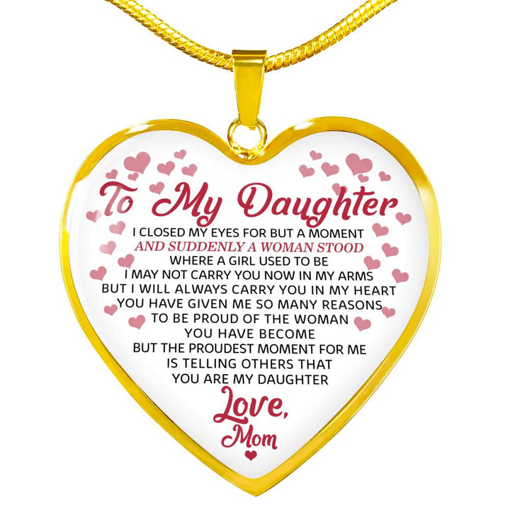 To My Daughter Love Mom Forever Heart Necklace, Daughter Gift, Heart N ...