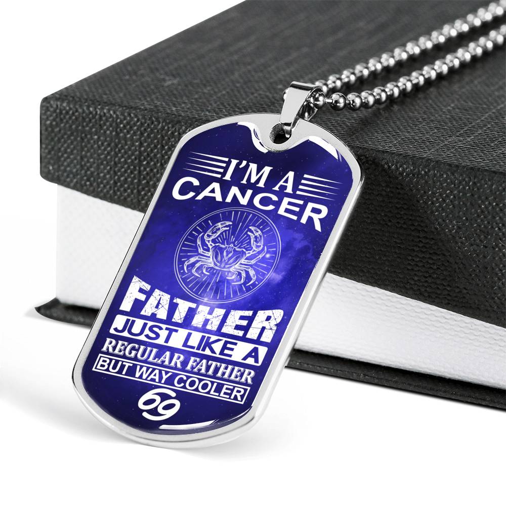 Cancer Cool Father Personalized Dog Tag Necklace