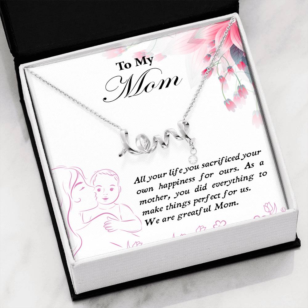 Mother’s Day gift for Stepmom- Scripted LOVE necklace, Best gift for your Mother