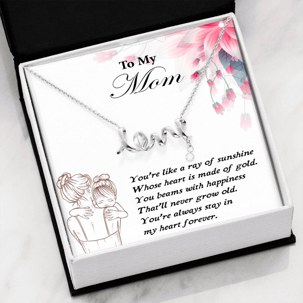 Mom Necklace: Mother Necklace, Mother’s Day Gift, Mother’s Day Necklace, Scripted love Necklace