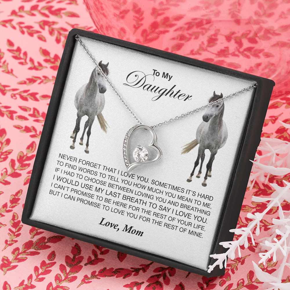 To My Daughter Necklace From Horse Mom – Love Knot Necklace, Mother’s Day Gift, Anniversary Gift, Wedding Gift, Gifts For Her, Mom Necklace – To My Mom Necklace – Behind Every Horse Girl – Personalized Gift – Custom Necklace For Mom