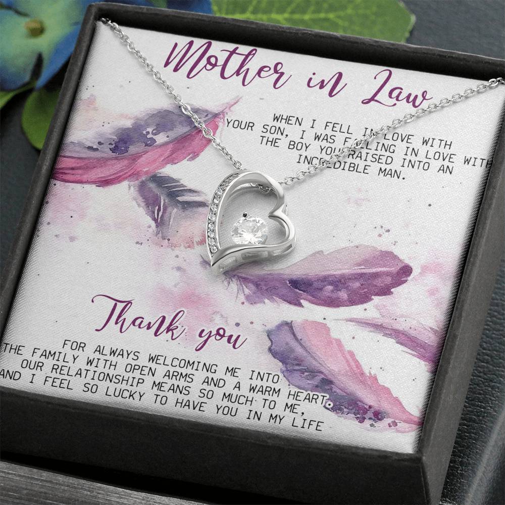 Mother in law necklace gift, mother in law birthday gift, wedding gift, Forever Love necklace for mother in law, mother of the groom gift