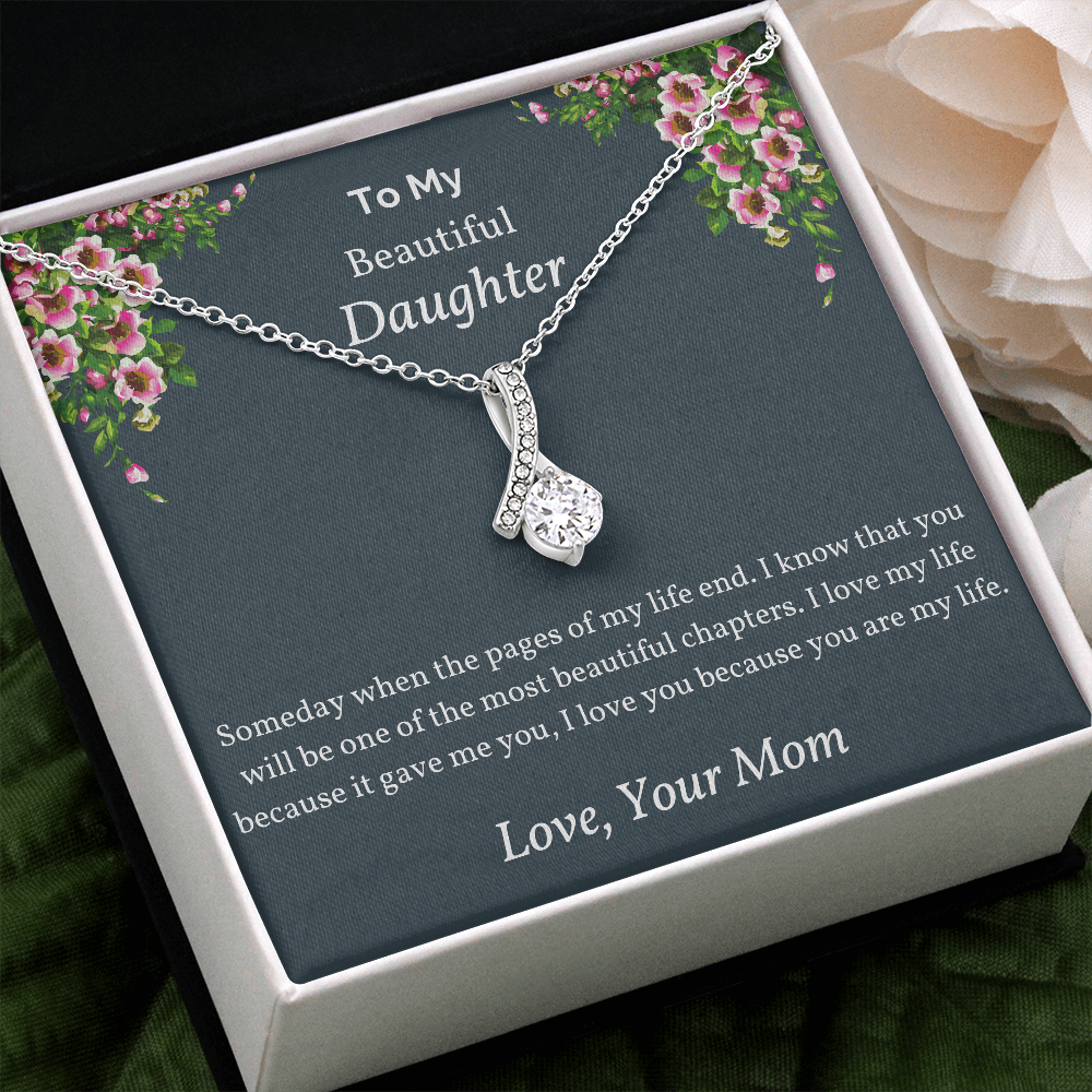 To My Beautiful Daughter, Someday When The Pages, Interlocking Hearts Necklace, To Daughter From Mom, Mom And Daughter Gift, Valentine’s, Mother’s Day, Daughter Graduation Gift, Love Pendant Necklace, Love Pendant Necklace, Mom Daughter Necklace