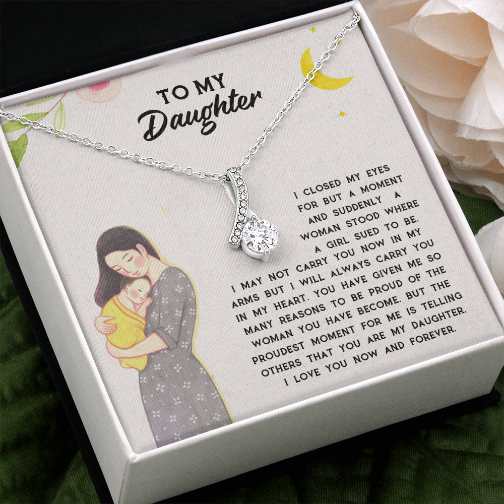 To My Daughter I Love You Now And Forever Love Knot Neckless For Daughter, Gift For Daughter From Mom, Birthday Gift Daughter Graduation Gift, Daughter Birthday Gift From Mom, Christmas Gift, Grown Up Daughter, Anniversary, Lovingly Mom
