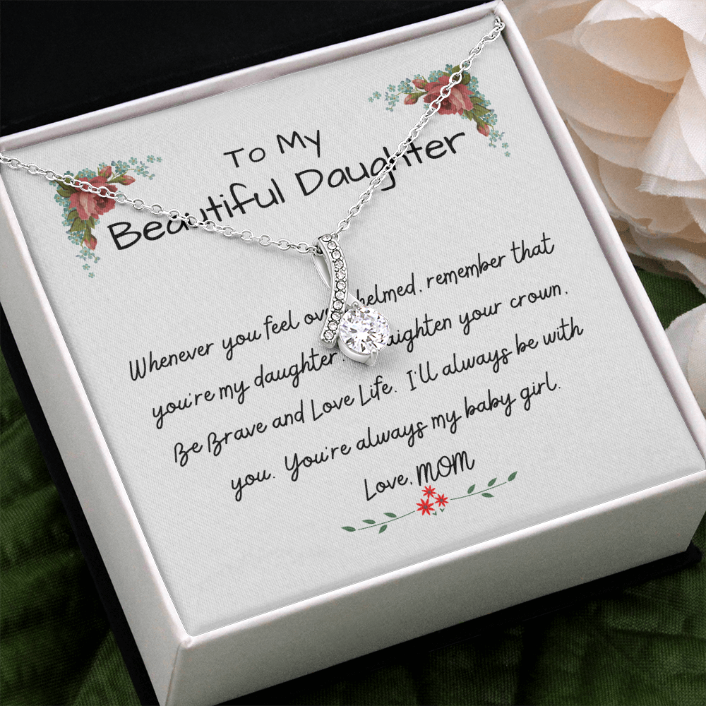 To My Beautiful Daughter- Interlock Never Split Hearts, Mom Daughter Necklace, Daughter Birthday Gift, Daughter Graduation Gift, Love Pendant Necklace, For Daughter, From Mom, Mom And Daughter Gift, Valentine’s, Mother’s Day