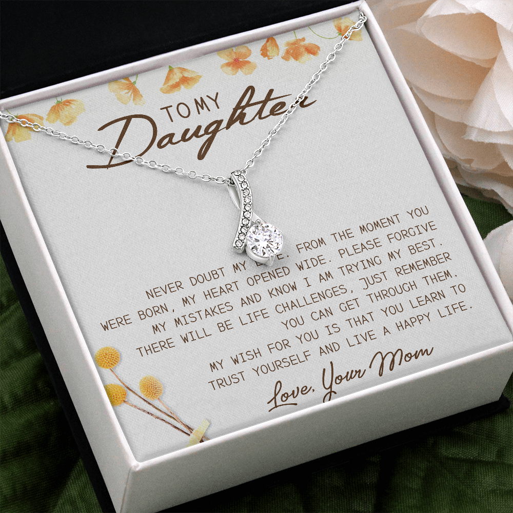 To My Daughter Forever Love Necklace Message Card Love Your Mom, For Daughter, Mom And Daughter Gift, Valentine’s, Mother’s Day, Mom Daughter Necklace, Daughter Birthday Gift, Daughter Graduation Gift, Anniversary, Christmas Gift
