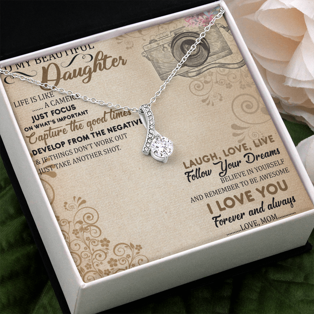 To My Beautiful Daughter Dragonfly Necklace Message Card, Mom Daughter Necklace, Daughter Birthday Gift, Daughter Graduation Gift, Love Pendant Necklace, From Mom, Mom And Daughter Gift, Valentine’s, Mother’s Day