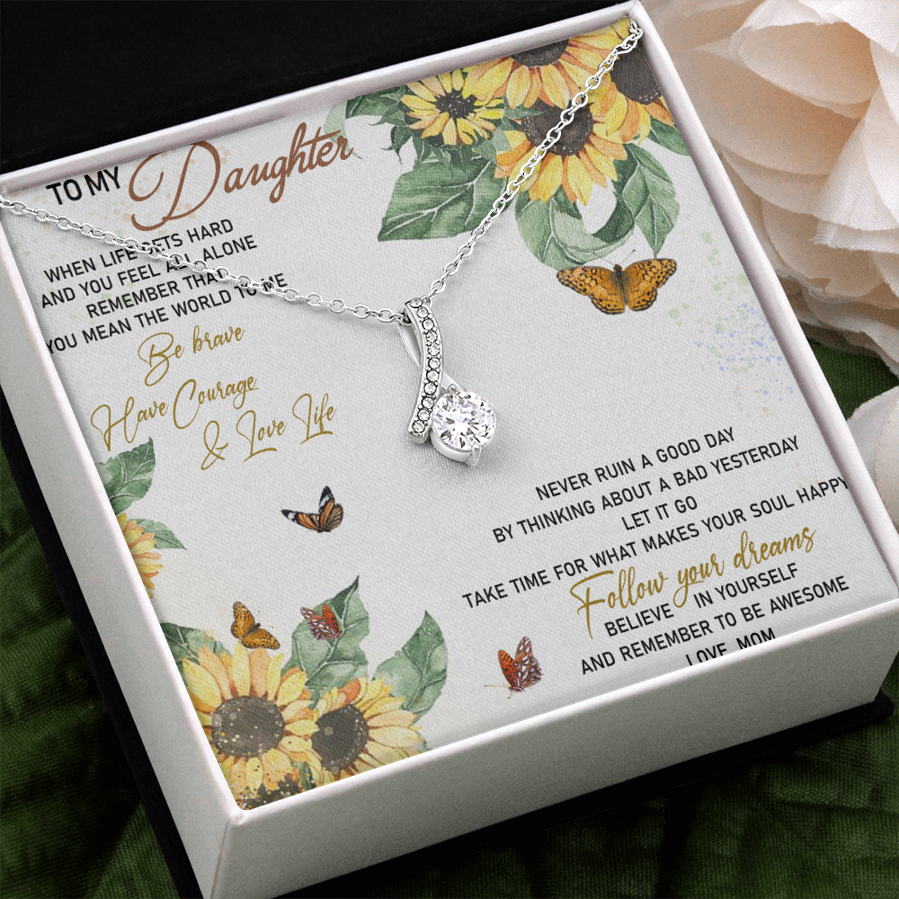 To My Daughter Forever Love Necklace Message Card – Believe In Yourself And Remember To Be Awesome, Gift For Daughter From Mom, Daughter Birthday Gift From Mom, Christmas Gift, Grown Up Daughter, Daughter Gift From Mom, Anniversary, Lovingly Mom