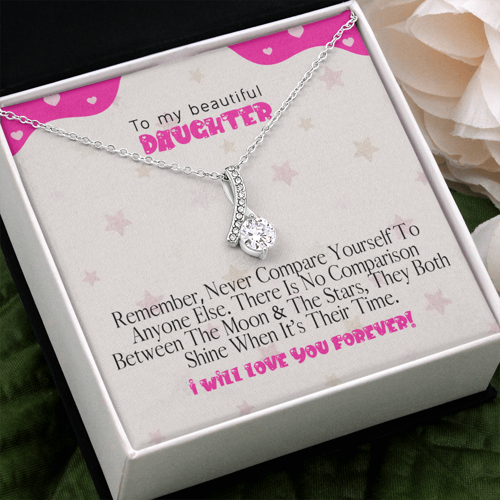 To My Beautiful Daughter – The Perfect Gift For Your Daughter, Mom Daughter Necklace, Daughter Birthday Gift, Daughter Graduation Gift, Love Pendant Necklace, For Daughter, From Mom, From Dad, Mom And Daughter Gift, Valentine’s, Mother’s Day